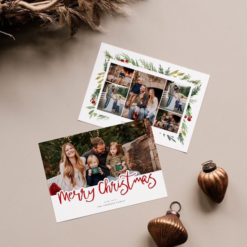 Christmas Card Photoshop Template, Holiday Card Canva Template, Christmas Family Card, Christmas Photo Card  - Anderson CD176 