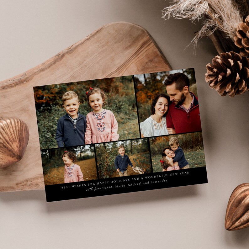 Christmas Card Photoshop Template, Holiday Card Template, Christmas Family Card, Christmas Photo Card CD265 image 6