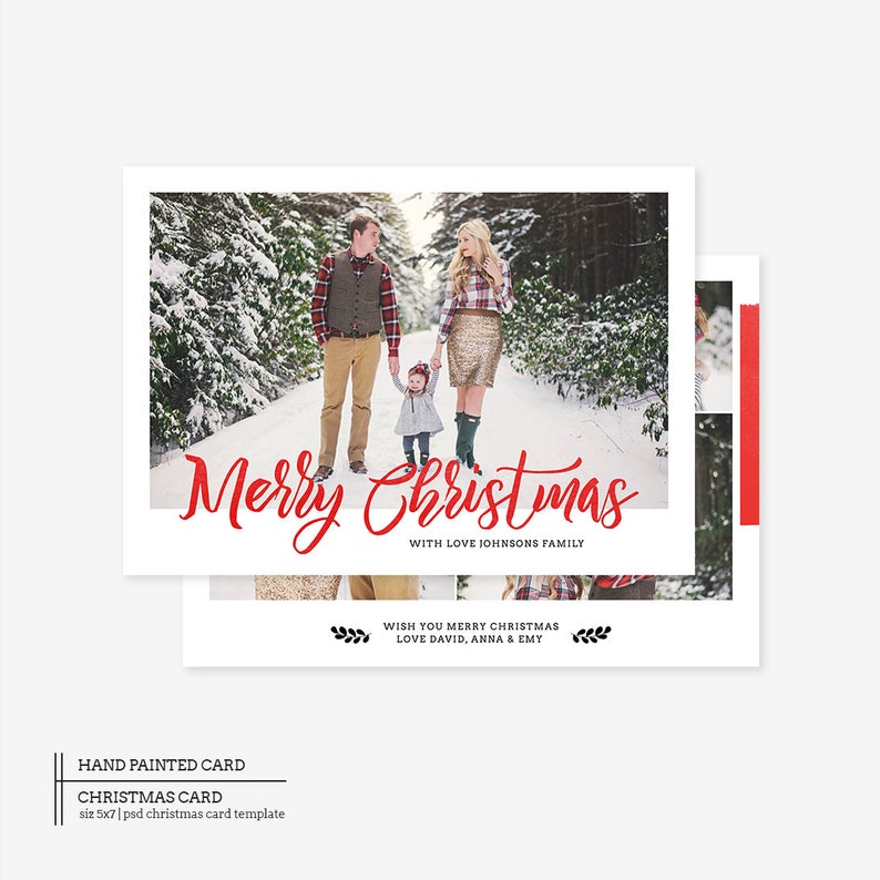 Christmas Card Photoshop Template, Holiday Card Template, Photoshop Template, Christmas Photo Card - CD040 