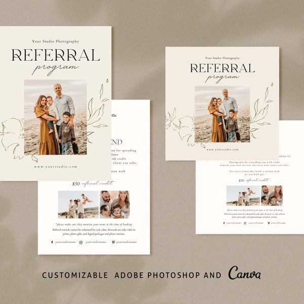 Photographer Referral Card Template, Refer a Friend Card Canva Template,Photography Referral Program,Photography Template,Photoshop Template