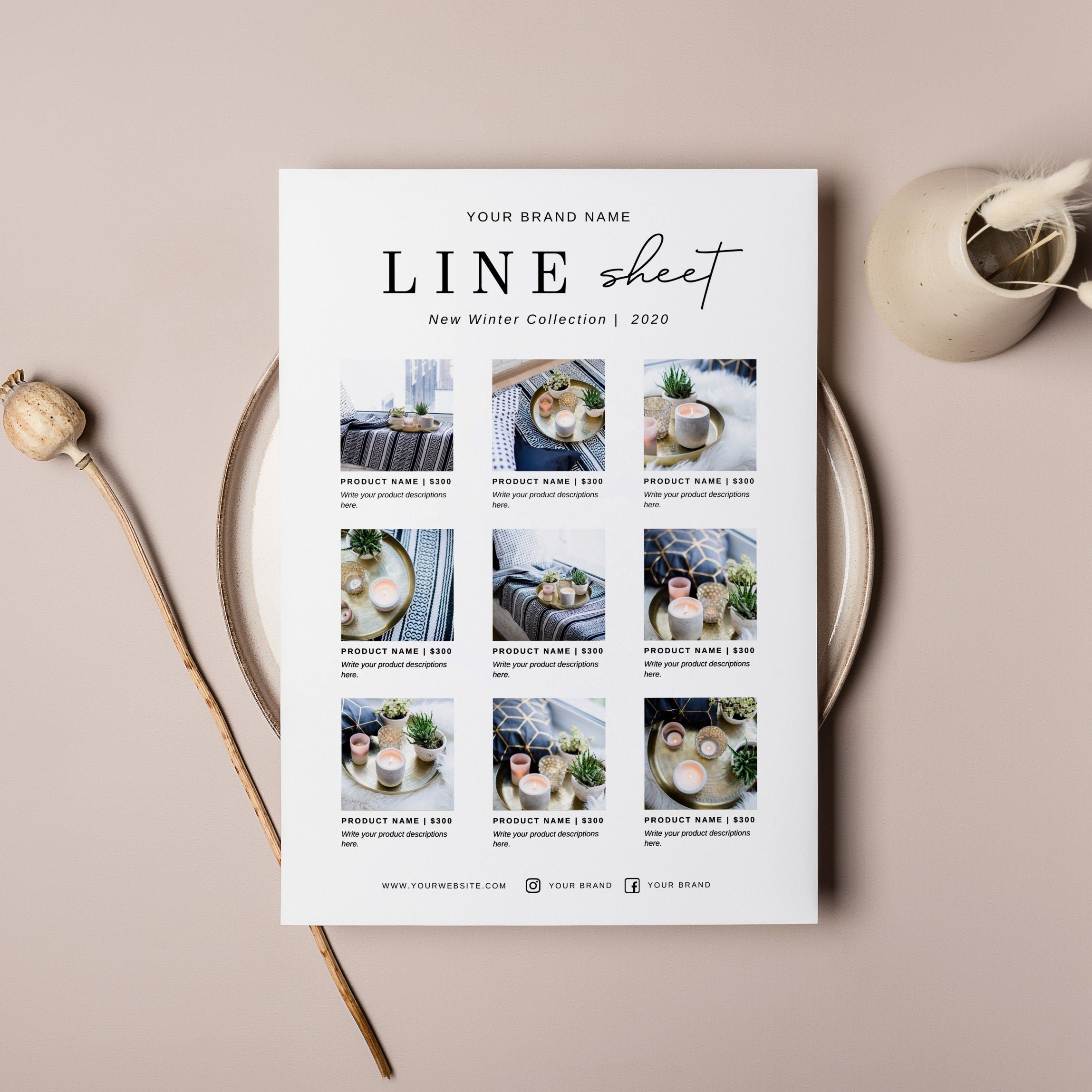 Line Sheet Canva Template Product Catalogs Product Sales Etsy