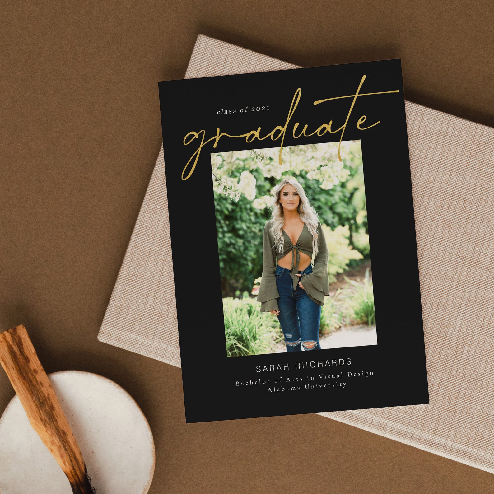 Graduation Announcement Card Canva and Template Etsy