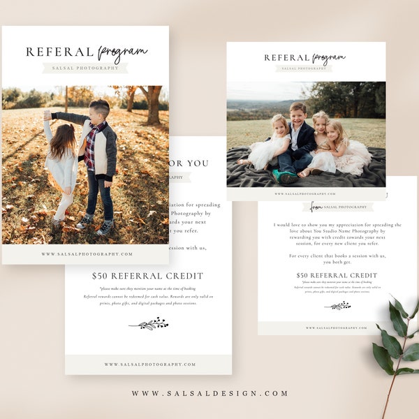 Photography Referral Card Template, Photoshop Template, Photographer Referral Program, Photography Template