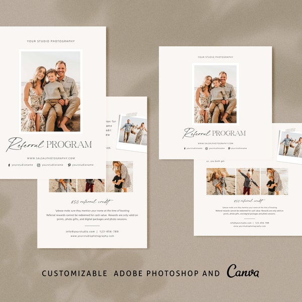 Photography Referral Card Template, Refer a Friend Card Canva Template,Photographer Referral Program,Photography Template,Photoshop Template