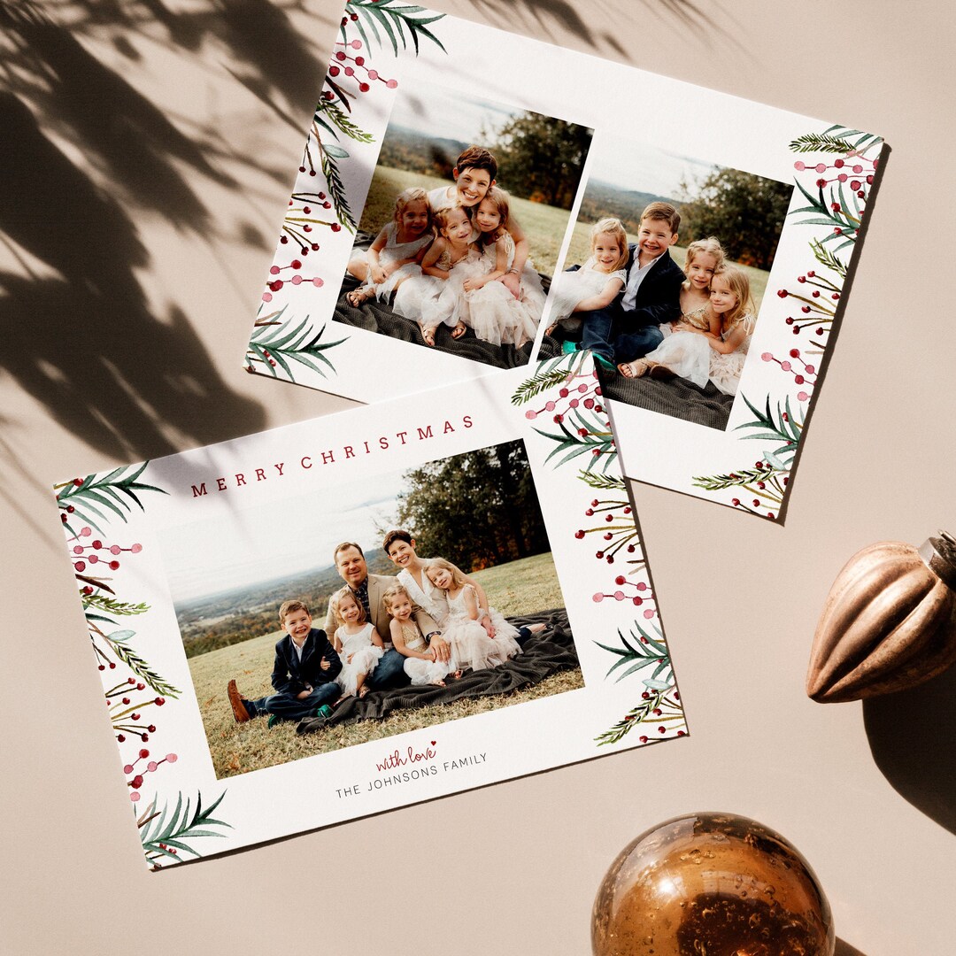 Editable Christmas Canva & Photoshop Card Template Christmas - Etsy ...