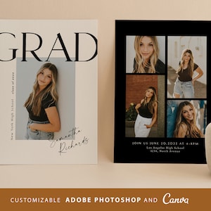 Graduation Announcement card CANVA PHOTOSHOP Template, Graduation invitation CANVA Template,Senior invitation Card,Graduation Party Template