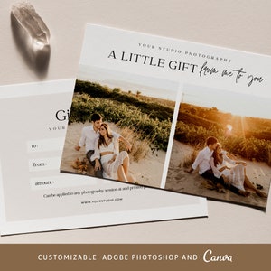 Photographer Gift Certificates Canva and Photoshop Template ,Photography Canva Gift Card, Gift Card Voucher Templates - GC047