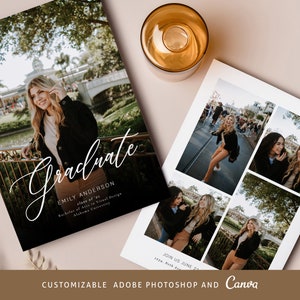 Graduation Announcement card CANVA PHOTOSHOP Template, Graduation invitation CANVA Template,Senior invitation Card,Graduation Party Template