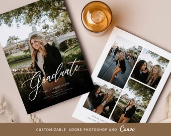 Graduation Announcement card CANVA PHOTOSHOP Template, Graduation invitation CANVA Template,Senior invitation Card,Graduation Party Template