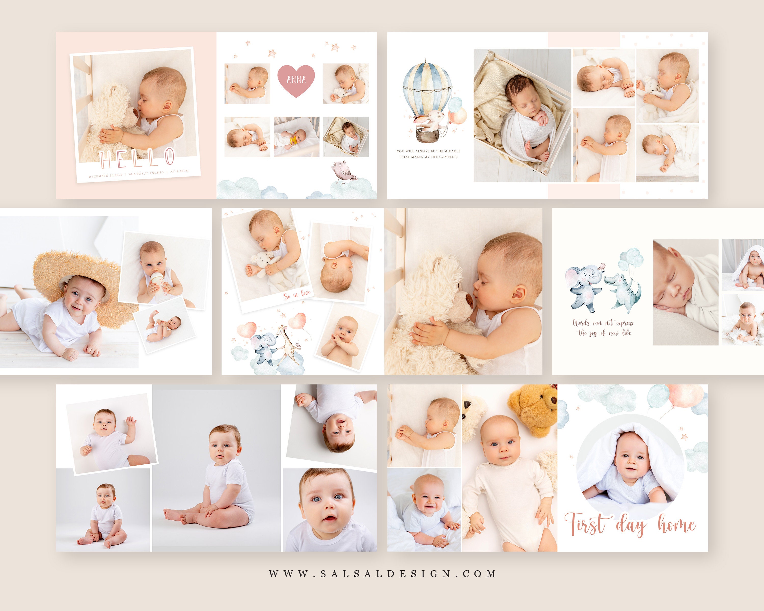 Baby Photo Album Photoshop Template Baby Photobook Template 