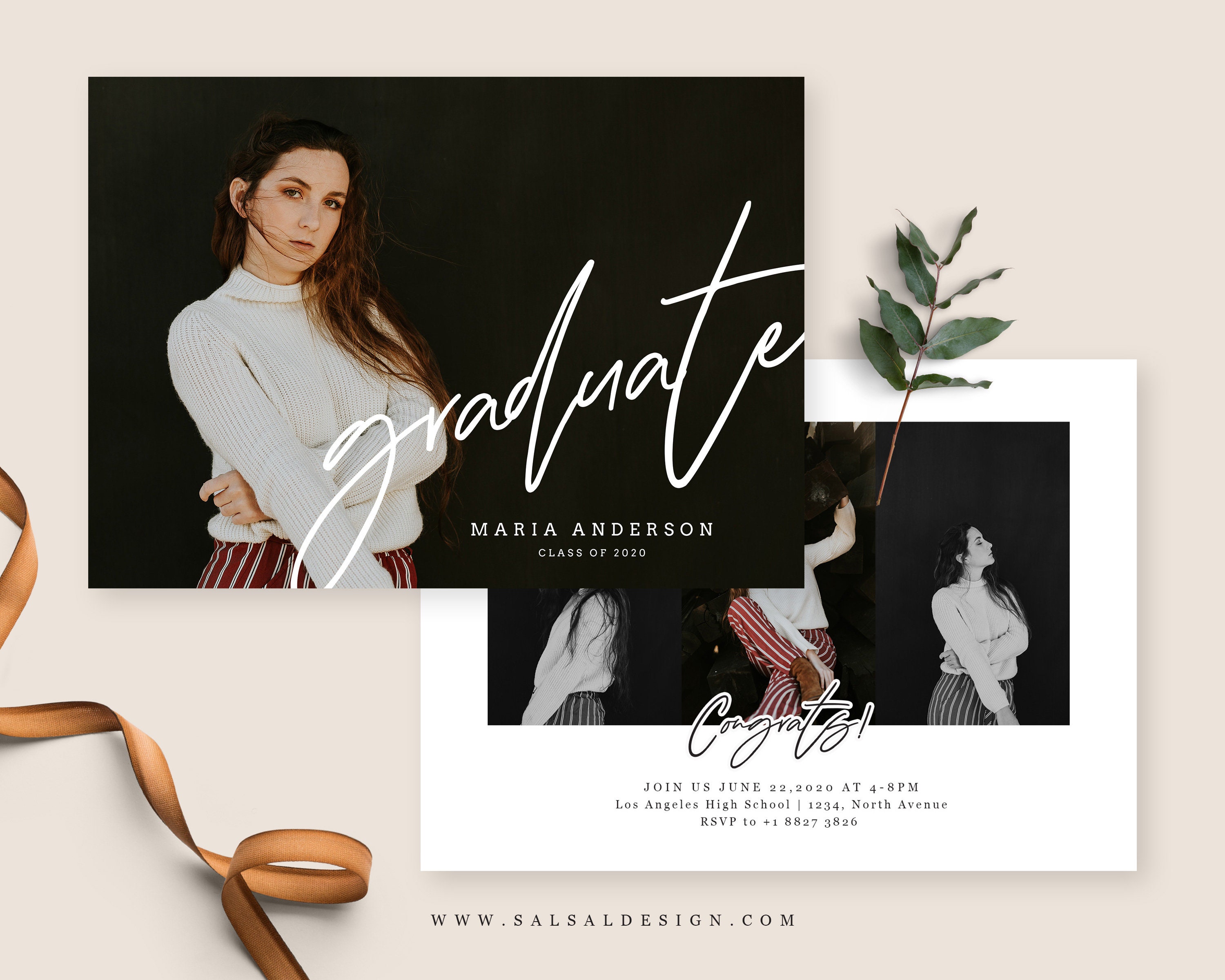 Graduation Announcement Card Canva and Photoshop Template | Etsy