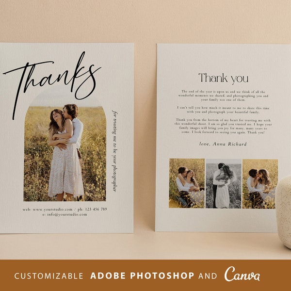 Client Thank You Card Canva Photoshop Template, Thank You note, Session Thank You Card, Photoshoot - TK055