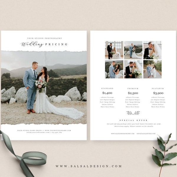 Wedding Photography Pricing Template, Price Guide List for Photographers, Photography Photo Price Sheet,Price List - PG035