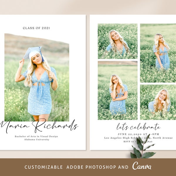 Graduation Announcement card CANVA PHOTOSHOP Template, Graduation invitation CANVA Template,Senior invitation Card,Graduation Party Template