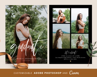 Graduation Announcement card CANVA PHOTOSHOP Template, Graduation invitation CANVA Template,Senior invitation Card,Graduation Party Template