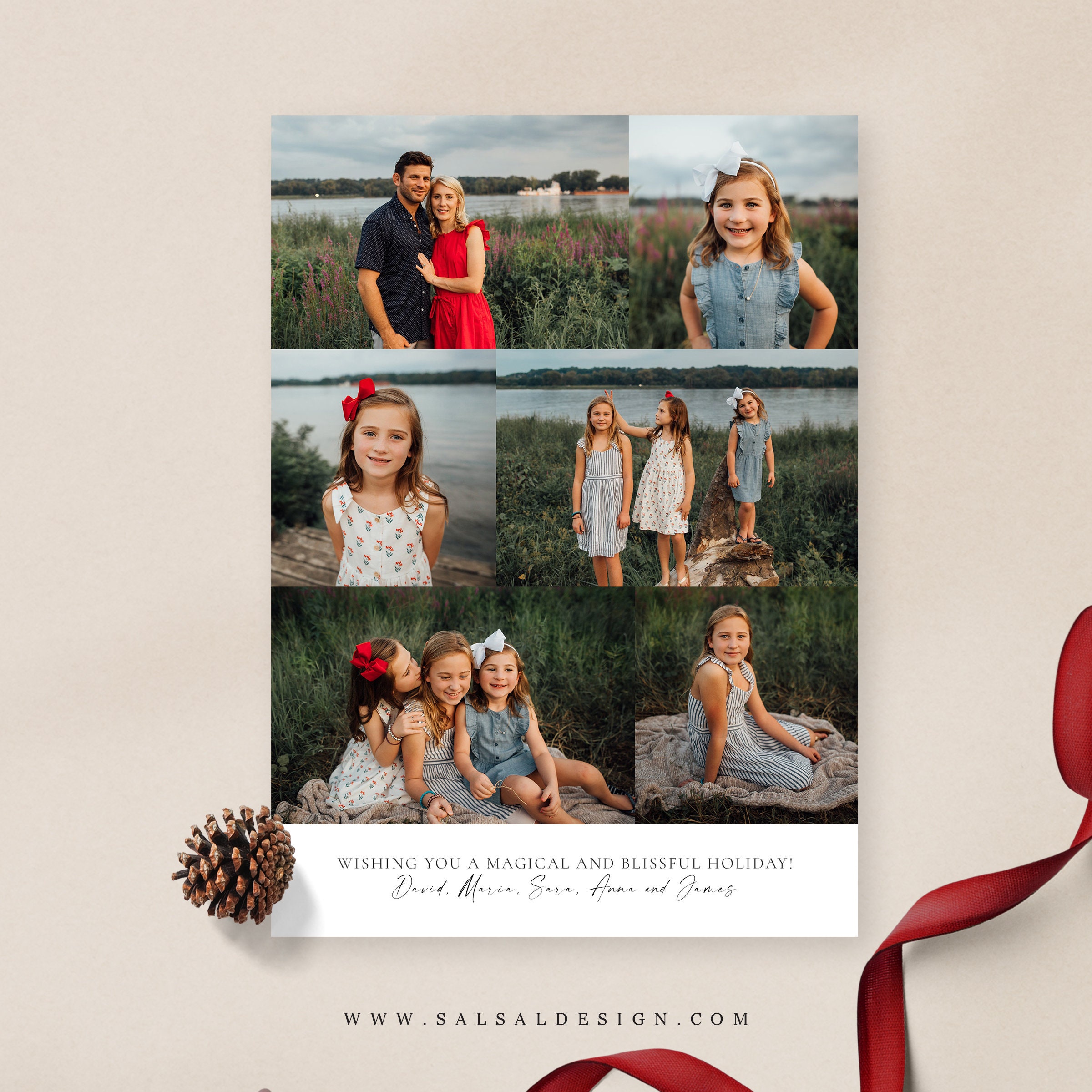 Christmas Card Photoshop Template Holiday Card Template | Etsy