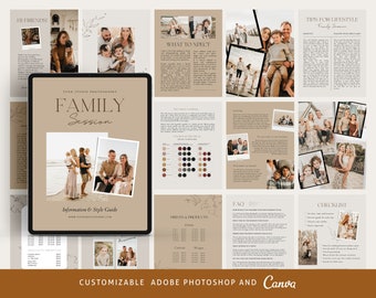 Family Style Guide Template,Photography Session Welcome Guide Canva Template,Photoshop Magazine Template,Client Checklist,Marketing Brochure
