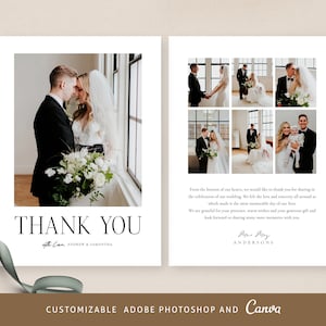 結婚式のサンキューカード Canva テンプレート。結婚式のサンキューカード、サンキューカード Photoshop テンプレート、結婚式のサンキューカード Canva - TK027