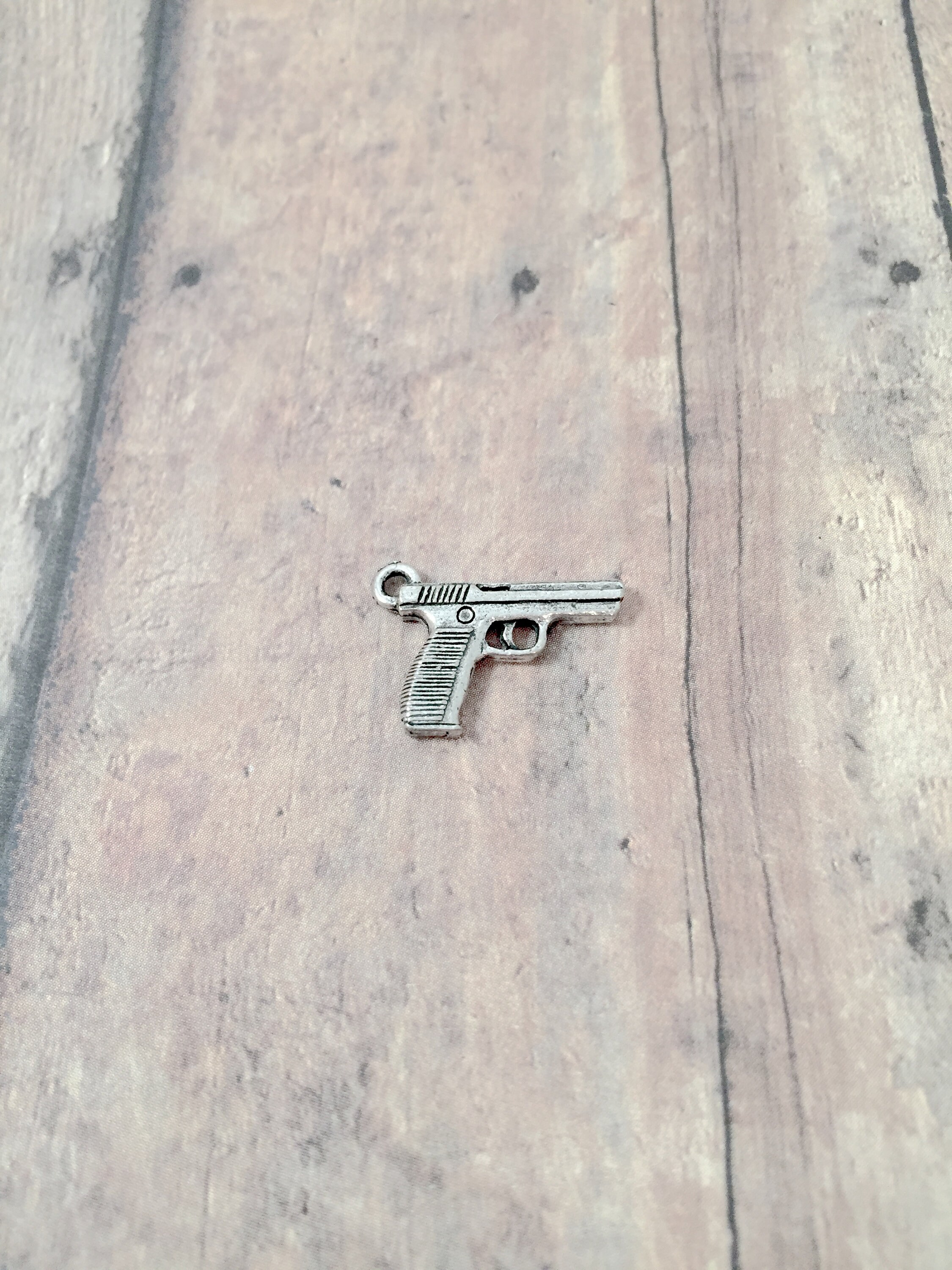 Gun Charms Pistol Antiqued Silver Texas Jewelry Making Supplies