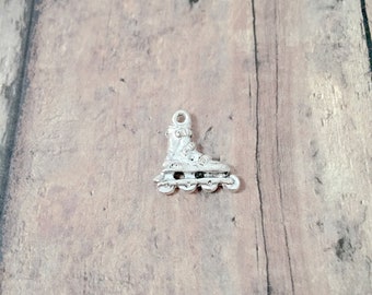 4 Roller blade skate charms 3D silver plated pewter - M6