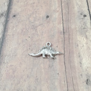 4 Stegosaurus dinosaur charms (2 sided) pewter - SS14