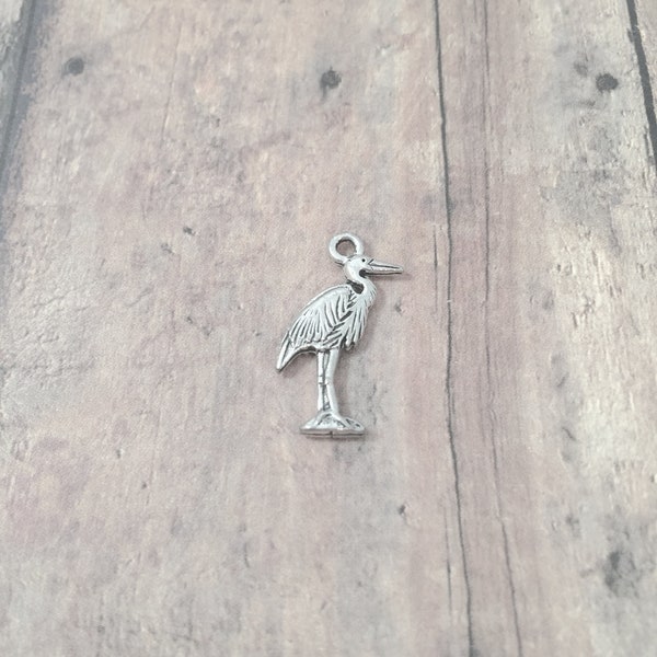 4 Heron charms (2 sided) pewter - UU13