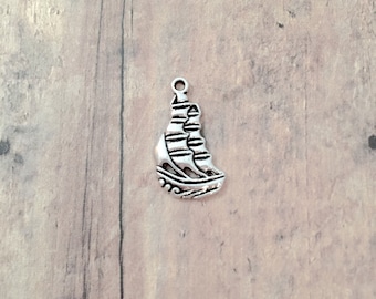 8 Tall ship charms (1 sided) zinc alloy - S9