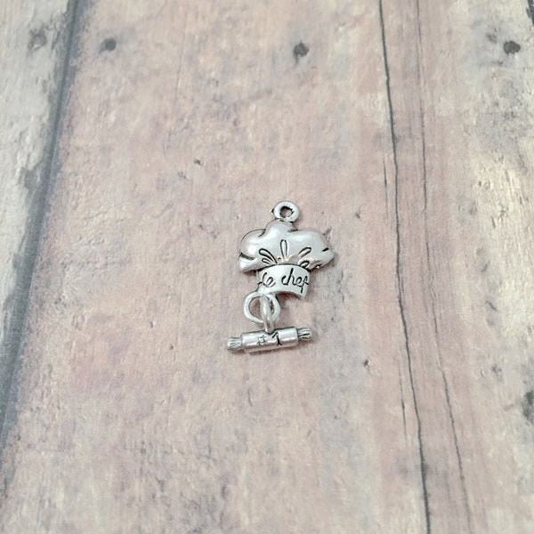 Chef's hat charm (1 piece) pewter- QQ13