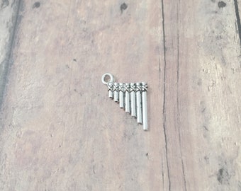 4 Pan flute charms (2 sided) pewter - BX172