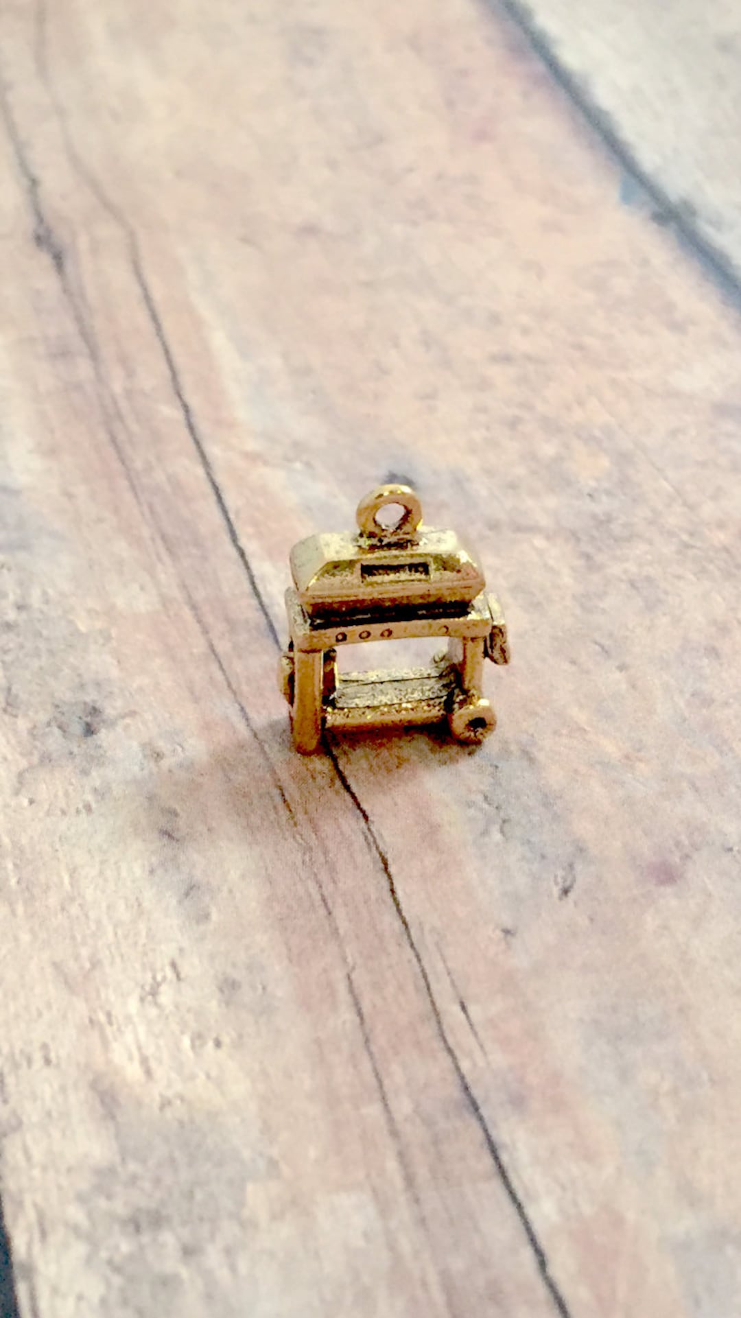 4 BBQ Grill Charms 3D Gold Plated Pewter Etsy