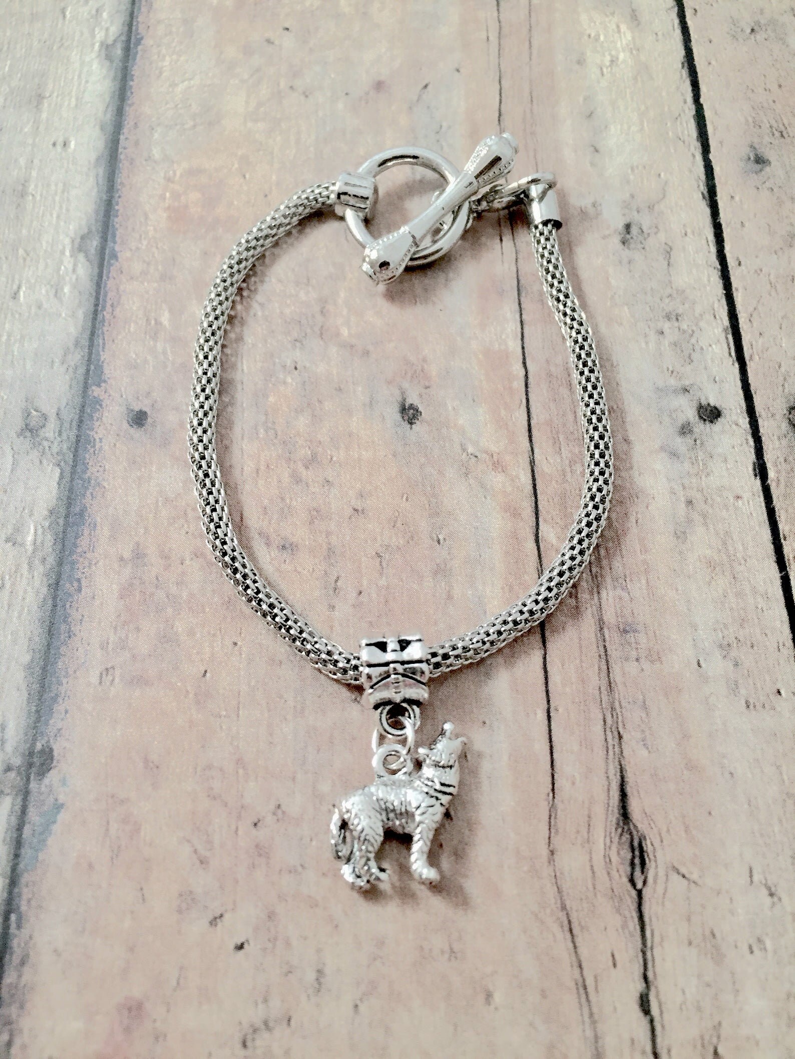 Wolf charm bracelet wolf jewelry lobo jewelry wolf Etsy