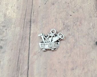 4 Tool box charms (1 sided) pewter - BX174