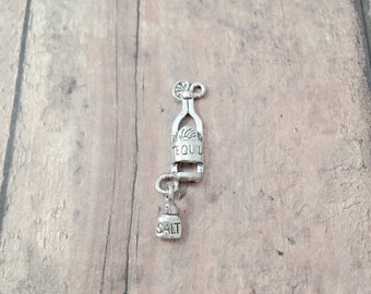 4 Tequila bottle charms (1 sided) pewter - SS15
