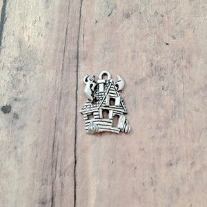 4 Haunted house charms (1 sided) pewter - N1