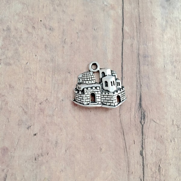 4 Jerusalem charms (1 sided) pewter - QQ11