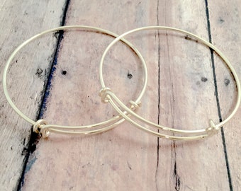 5 Gold toned bangle bracelets - gold bangle bracelet, DIY charm bracelet, adjustable bracelet, bangle bracelet finding, DIY bangle bracelet