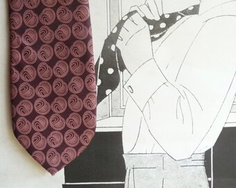 Yves Saint-Laurent vintage tie for Left Bank Milano pure silk burgundy and pink patterns