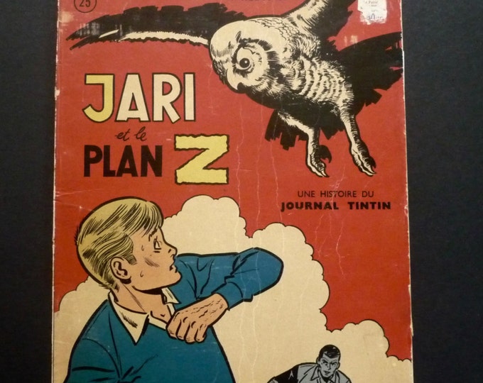 Journal Tintin. EO 1964. Jari et le plan Z. Collection jeune europe. Raymond Reding. Hibou. Oiseau de nuit. Dessin vintage. Chouette.