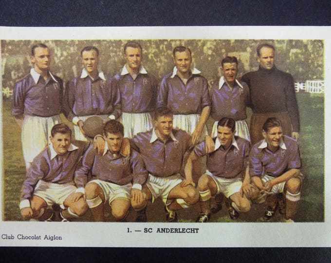 Sc Anderlecht. Champion de Belgique 1950-51. Division d'Honneur. Club chocolat Aiglon. Football fifties. Photogravure football. Soccer