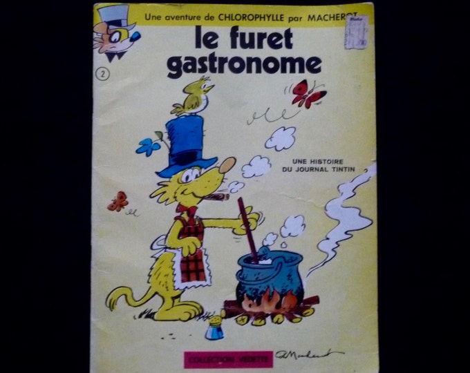 Journal Tintin. EO 1970. Chlorophylle. Le furet gastronome. Macherot. Lombard. Série animalière. Furet. Chef cuisinier