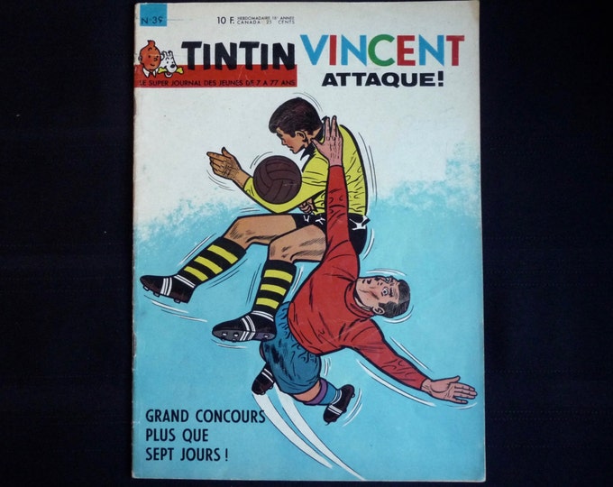 Journal Tintin.Football. Hergé. 1963. Year 18. n.39. Sports sixties. Soccer. Duke Ellington BD Collection. Jazz sixties. Ball