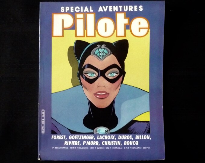 Pilote. Spécial aventures. N.98 Bis. Juillet 1982. Forest. Goetzinger. Boucq. Riviere. F'murr. Cat woman. Batman. Femme chat.G raphique pop