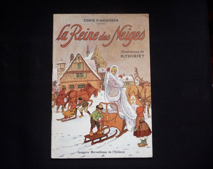 The Snow Queen. H. Thiriet. 1953. Andersen's tale. Art Nouveau poster illustrator. Sleigh.