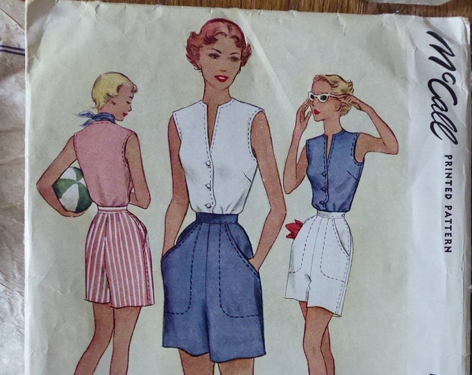 Sleeveless shorts and blouse pattern 1950. McCall. Size 10 us.8002.