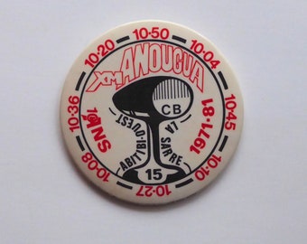 Large commemorative badge for La Sarre Abitibi West radio 1971-81. Vintage badge. Quebec Heritage. Abitibi radio souvenir.