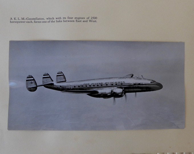 KLM souvenir photo album. Year 50. Photo's press Art Studio. Amsterdam. 18 black and white photos. Lockheed Constellation. Rome. Cairo