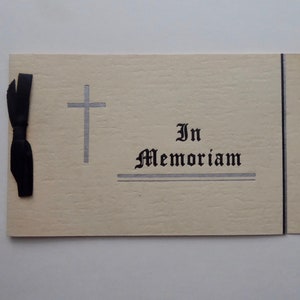 Funeral card. In Memoriam. 1930. White embossed paper. Silver crucifix. Sympathy card. Condolences. Religious heritage.