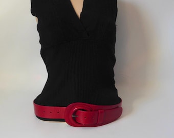 Anne Fontaine red leather belt. Made in Italy.