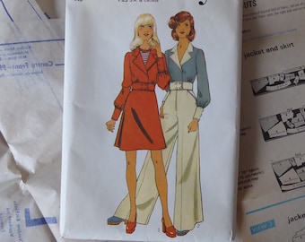 Jacket, skirt and pants vintage pattern. 1973 style. size 12 bust 34. Palazzo.Mod 1970.seventies.