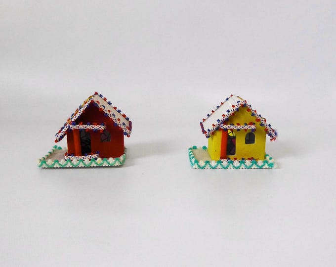 2 Vintage Putz Houses. Christmas Village. 1960. Winter Decor. Vintage Christmas. Christmas Tree Decoration.